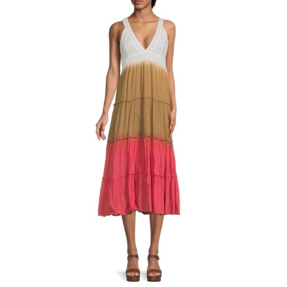 NWOT Area Stars Sedona Tiered Tie Dye Midi A Line Dress Size Small